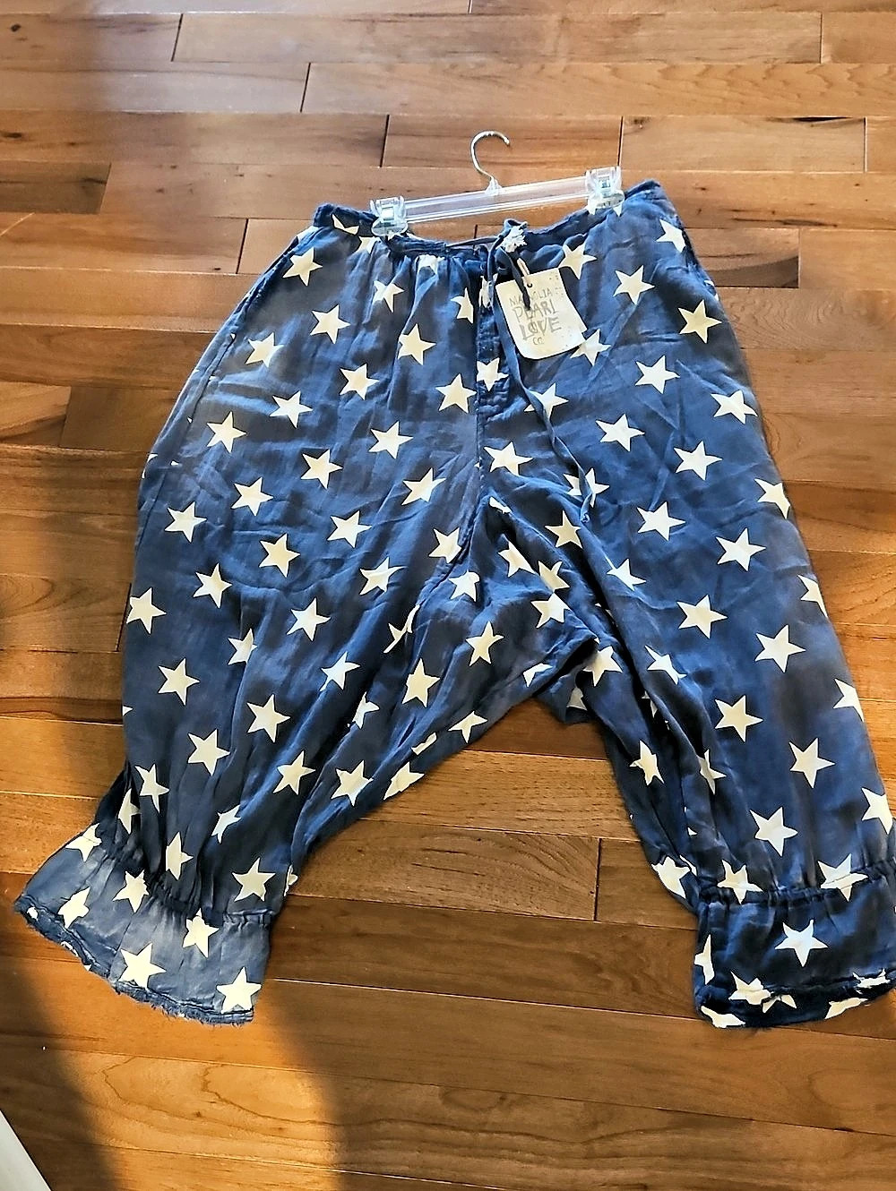 Rare Nwt Magnolia Faded Betsey Pearl Star Applique Miner Pants in Blue & White